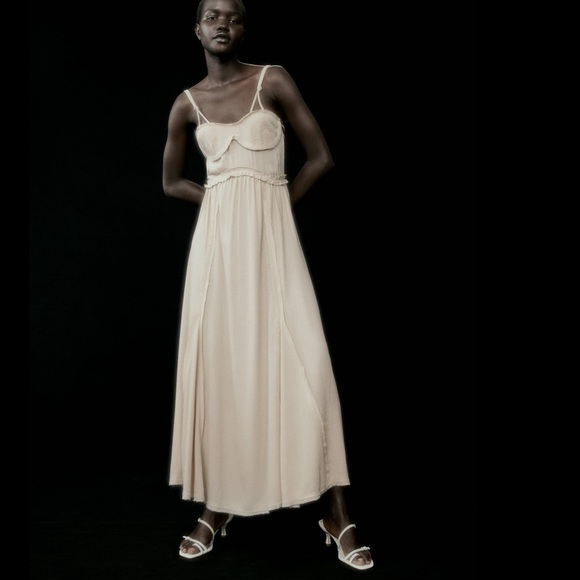Zara Dresses & Skirts - Zara rustic frayed flowy dress, RENEWCELL x ZARA collab